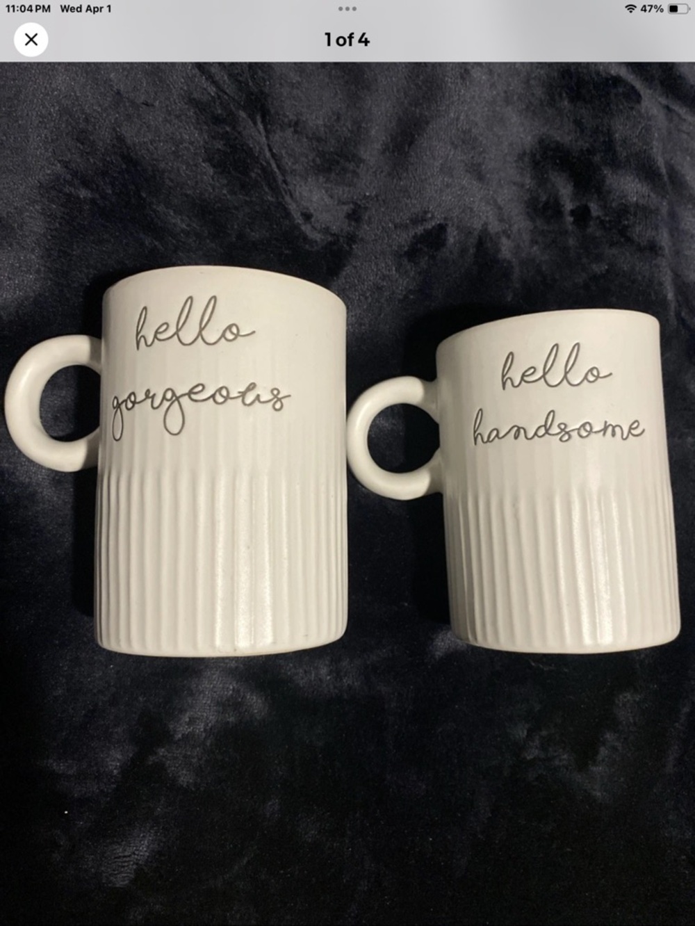 Sheffield Home Cream Ribbed 'Hello' Mug Pair